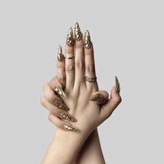 Enormous kart - Sparkly Stiletto Press-On Nails for Women – Reusable Glitter Fake Nails for a Glamorous Look