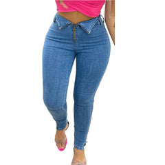 Enormous kart - Casual mid waist jeans for women with waist design