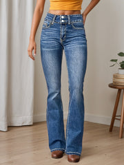 Enormous kart - Stylish Blue Flared Denim Pants for Women, Trendy High-Waisted Flare Jeans