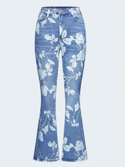 Enormous kart - Modern Floral Print Straight Fit Jeans For Women