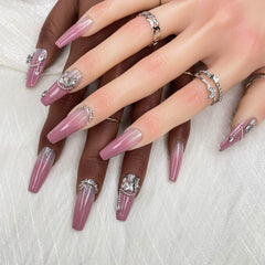 Lavender Luster Handmade Luxury Press-On Nails – Custom 3D Reusable UV-Finished Hand-Painted False Nail Set