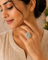 Elegant Adjustable Artificial Stone Statement Ring for Women