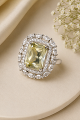 Elegant Adjustable Artificial Stone Statement Ring for Women