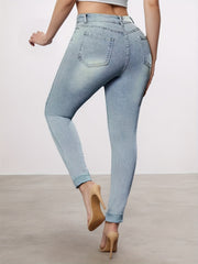Enormous kart - Fashionable High Waist Distressed Jeans Equipped with Beautiful Waist Belt