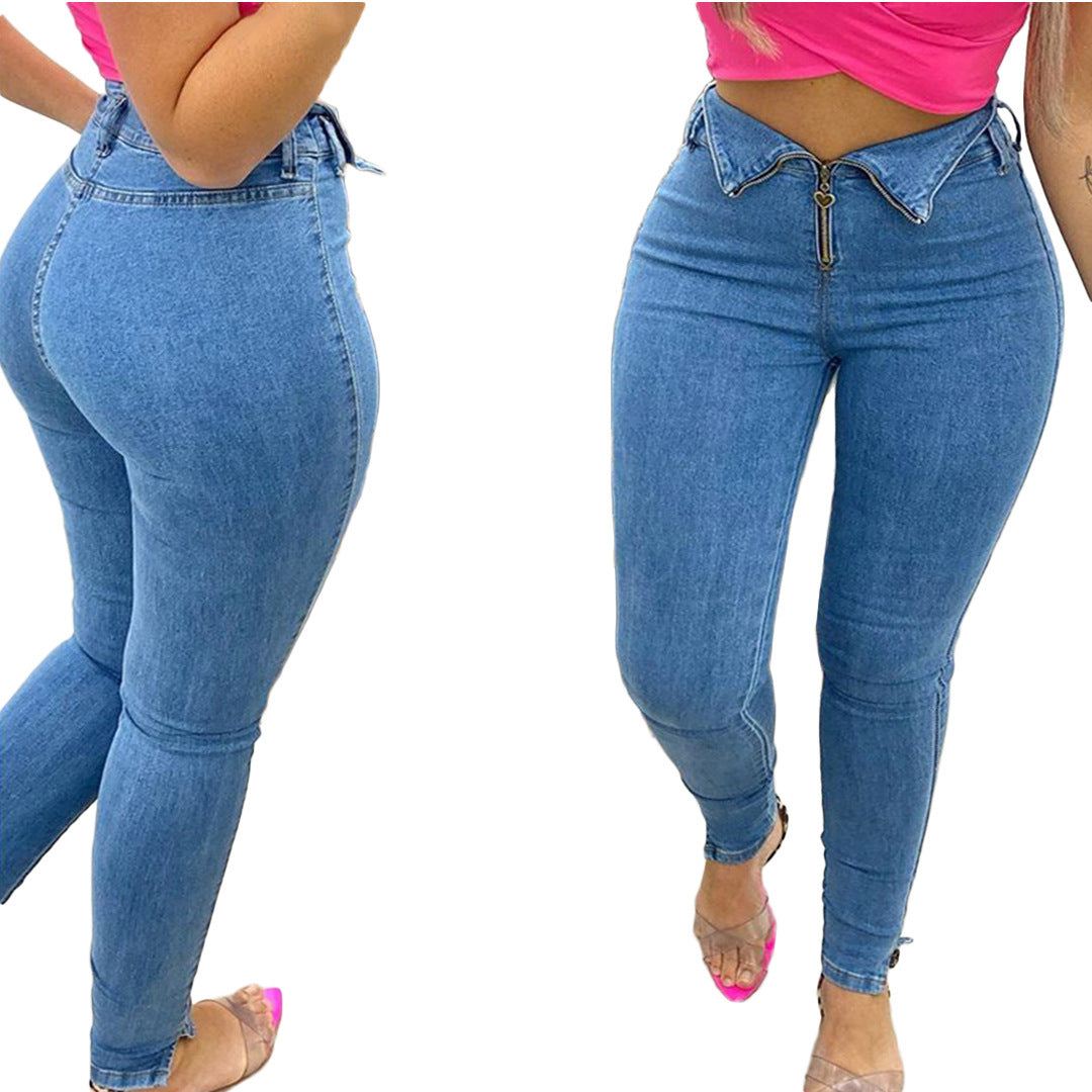 Enormous kart - Casual mid waist jeans for women with waist design