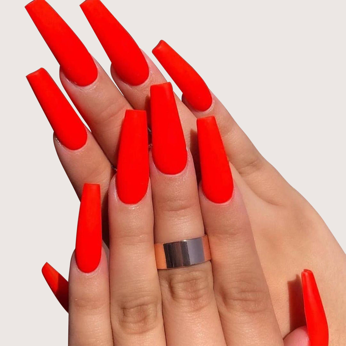 Enormous kart - Coffin Shape Press-On Nails for Women | Reusable Long Acrylic Fake Nails with Salon Finish