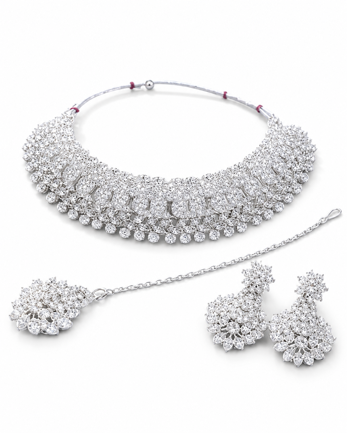 Rhodium Plated Jewellery Set White