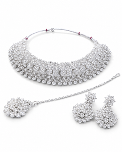 Rhodium Plated Jewellery Set White
