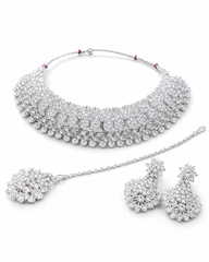 Rhodium Plated Jewellery Set White