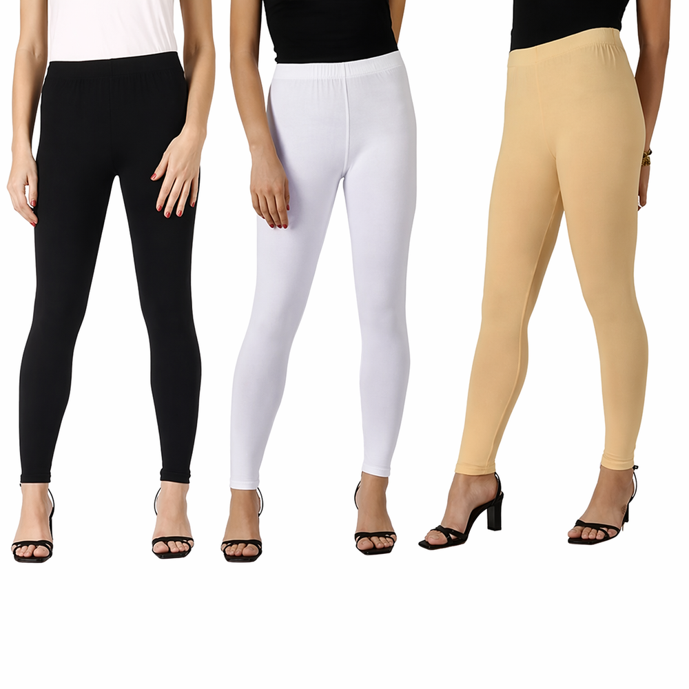 Cotton Lycra Womens Leggings Combo 3