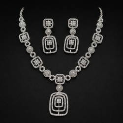 Silver Designer Party Wear Imitation Necklace & Earrings Set