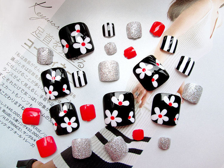 Enormous kart - Pro Artificial Acrylic Toe Nails – 24pcs Reusable Toe Nail Patch Set for Salon-Style Pedicure