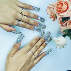 Enormous kart - Detachable Coffin Nails with Rhinestone Design – Reusable Luxury Press-On Nails for Glam Look