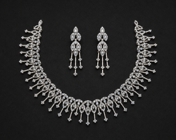 Silver Designer Party Wear Imitation Choker Necklace & Earrings Set