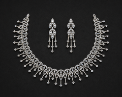 Silver Designer Party Wear Imitation Choker Necklace & Earrings Set