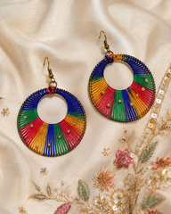 Handmade Multicolor Thread Hoop Earrings for Women | Boho Fashion Jewellery