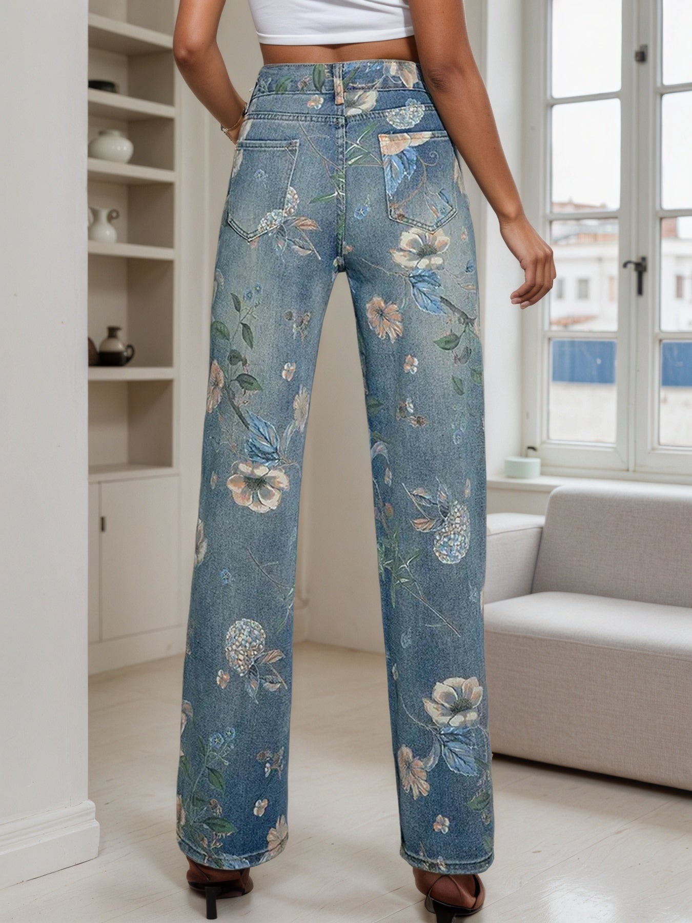 Enormous kart - Modern Printed Wide leg Jeans for a Bold Look