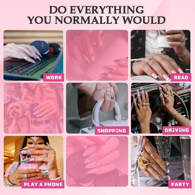 Enormous kart - Long Coffin Stone Design Press-On Nails with Adhesive Tape | Luxury Rhinestone Fake Nails for Women