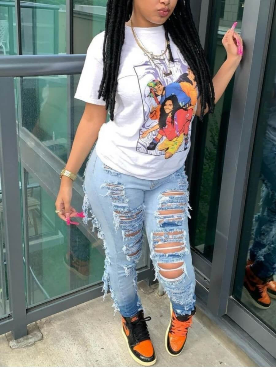 Enormous Kart – Slim Fit Distressed Denim Pants for Holidays