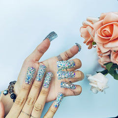 Enormous kart - Detachable Coffin Nails with Rhinestone Design – Reusable Luxury Press-On Nails for Glam Look