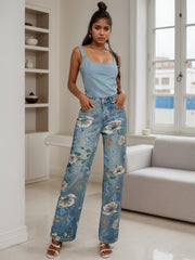 Enormous kart - Modern Printed Wide leg Jeans for a Bold Look