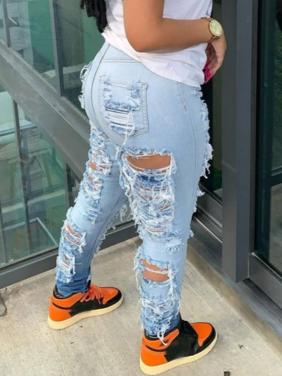 Enormous Kart – Slim Fit Distressed Denim Pants for Holidays