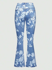 Enormous kart - Modern Floral Print Straight Fit Jeans For Women