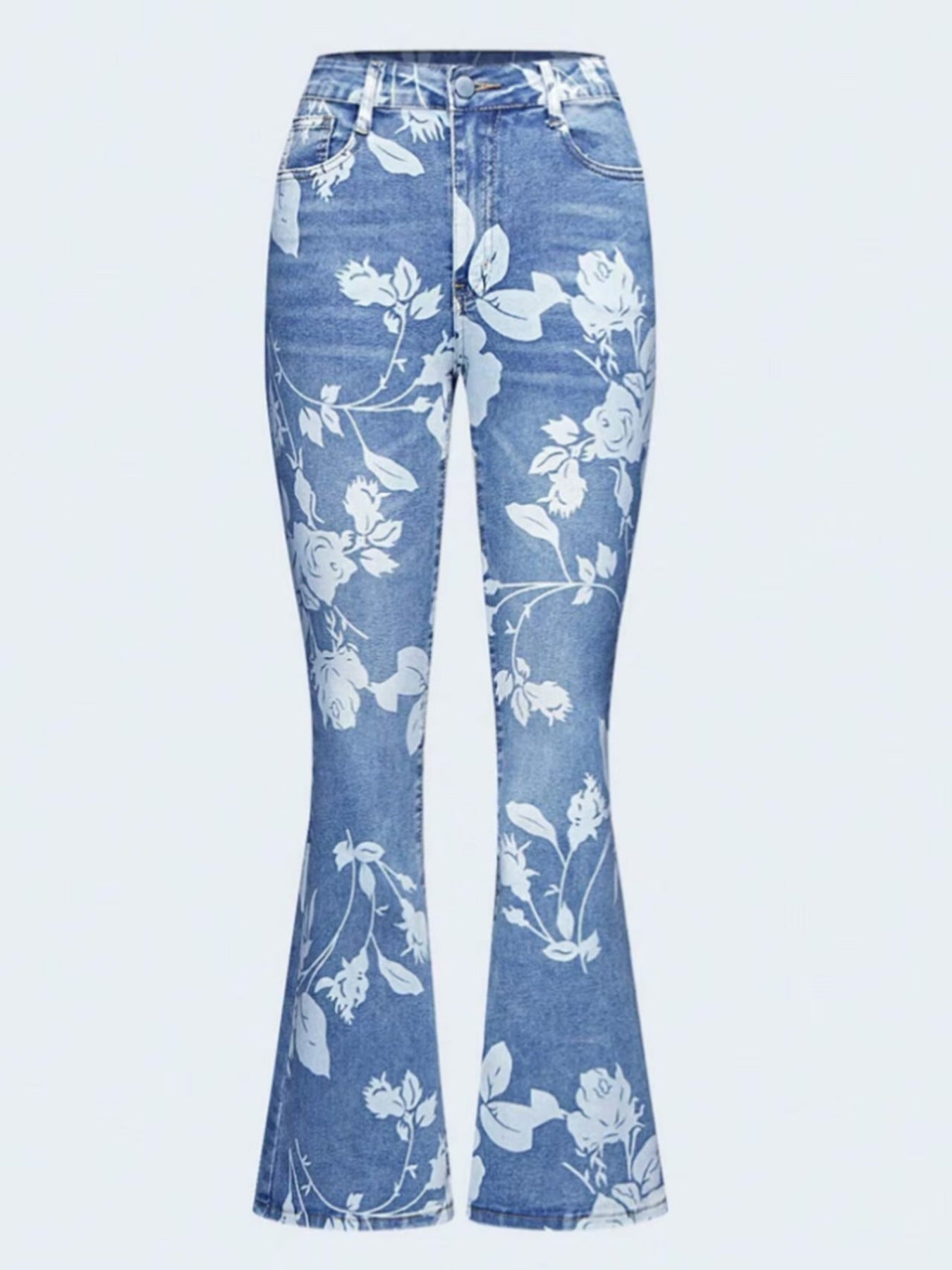 Enormous kart - Modern Floral Print Straight Fit Jeans For Women