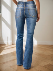 Enormous kart - Stylish Blue Flared Denim Pants for Women, Trendy High-Waisted Flare Jeans