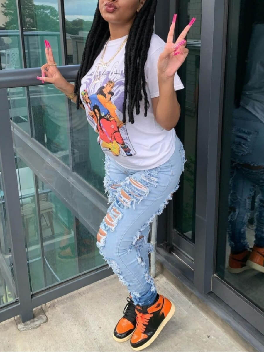 Enormous Kart – Slim Fit Distressed Denim Pants for Holidays