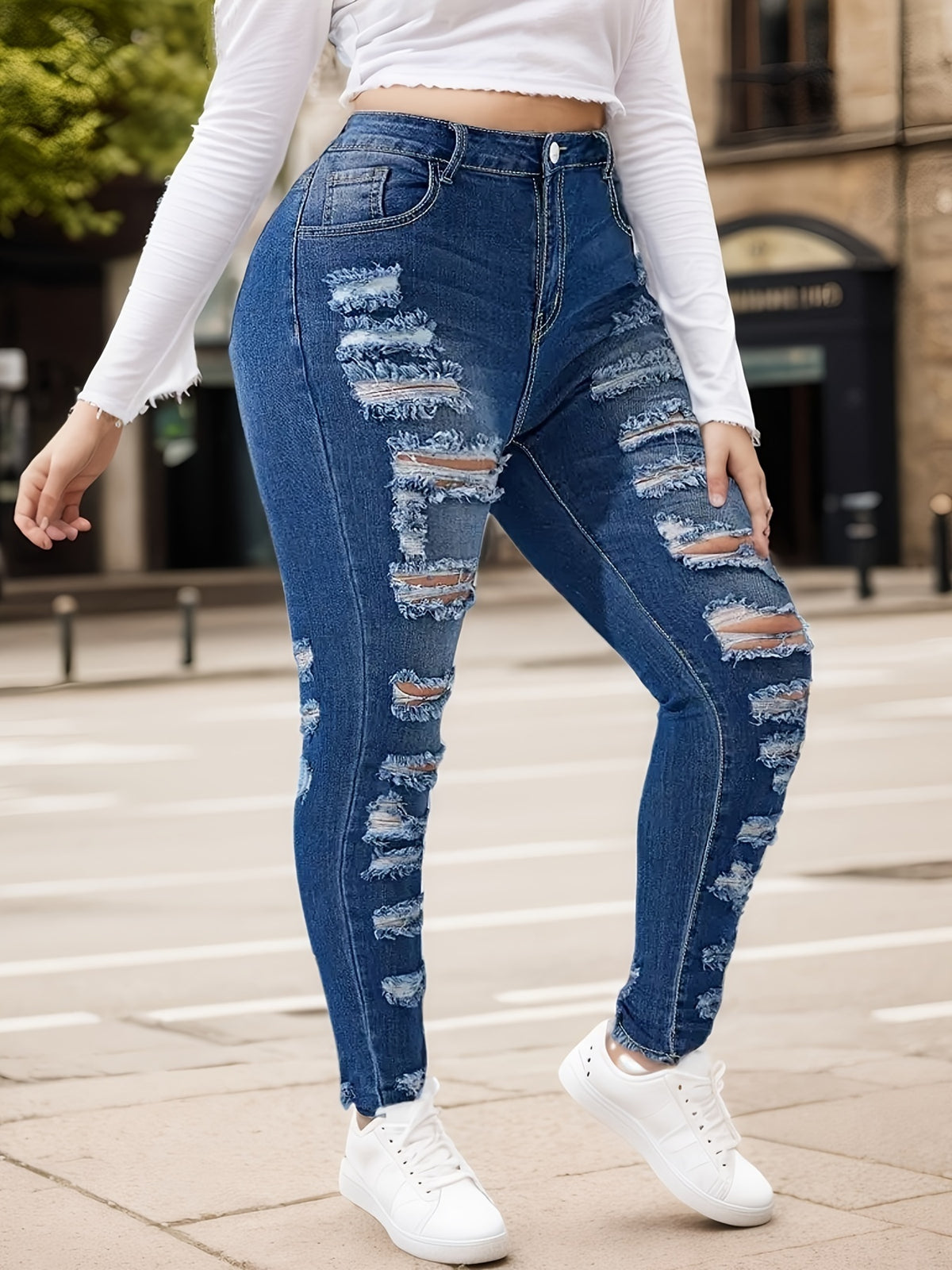 Enormous kart - High Waist Ripped Jeans for a Bold Street Look