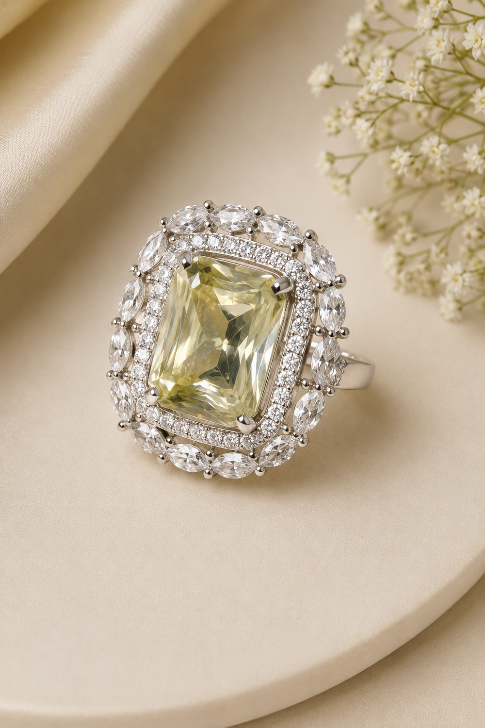 Elegant Adjustable Artificial Stone Statement Ring for Women
