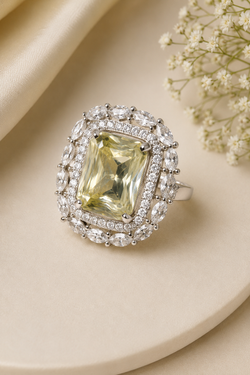 Elegant Adjustable Artificial Stone Statement Ring for Women