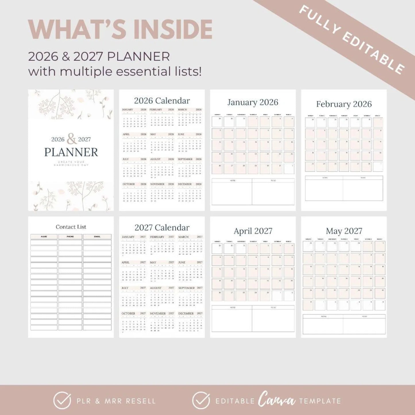 2026 Planner, Editable Canva Templates, Organisation Planner, Master Resell Rights, Rebrand Resell, Digital Product