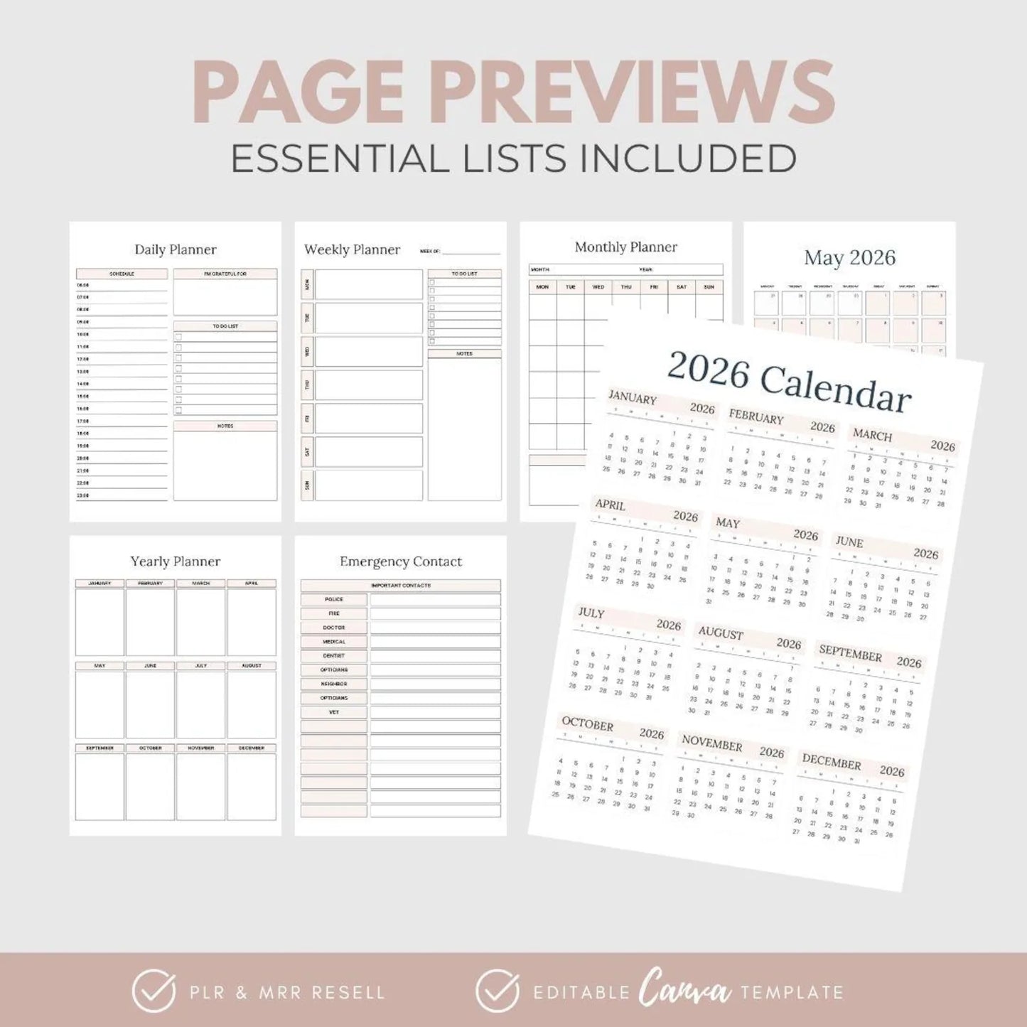 2026 Planner, Editable Canva Templates, Organisation Planner, Master Resell Rights, Rebrand Resell, Digital Product