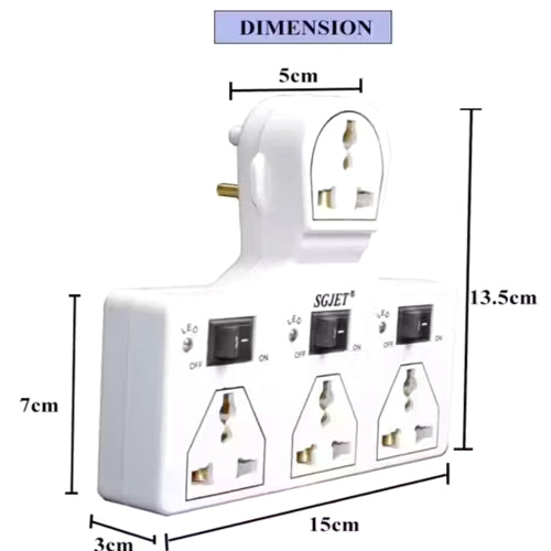 Universal Socket 3 Switch Multi Plug Extension Board(Traveler Multi Plug Extension)